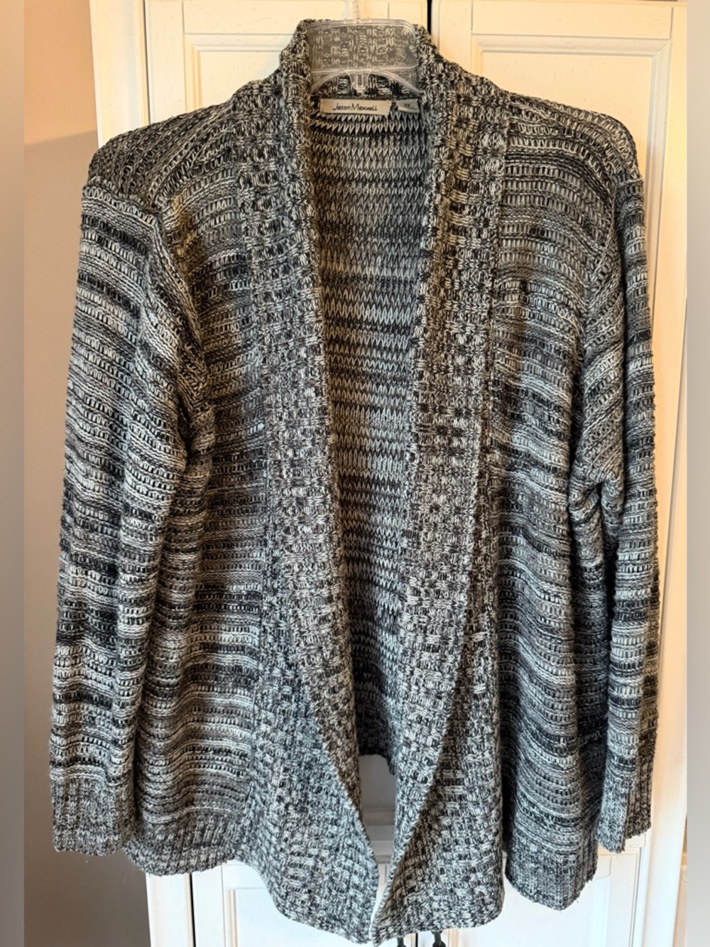 jason maxwell Marled Gray Open-Front Knit Cardigan